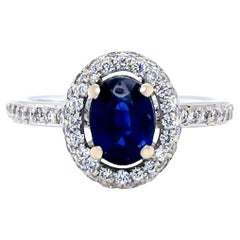 Bespoke 18ct White Gold Sapphire & Diamond Ring 1.64ct