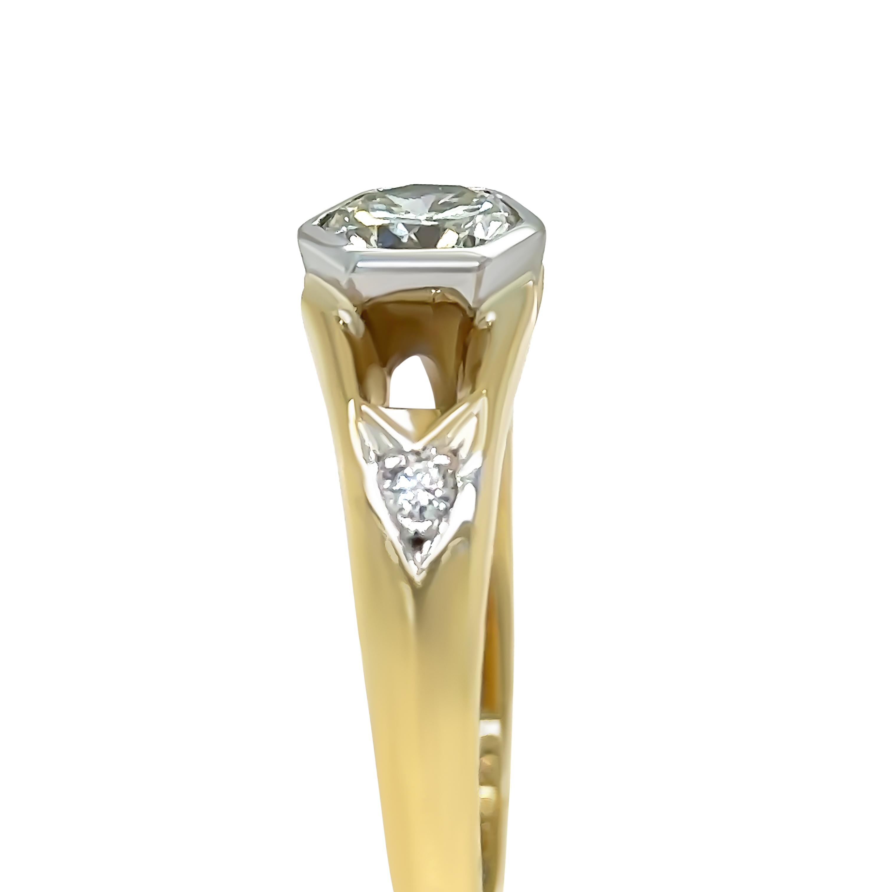 Bespoke 18ct Yellow Gold Diamond Engagement Ring 0.85ct In Excellent Condition For Sale In SYDNEY, NSW