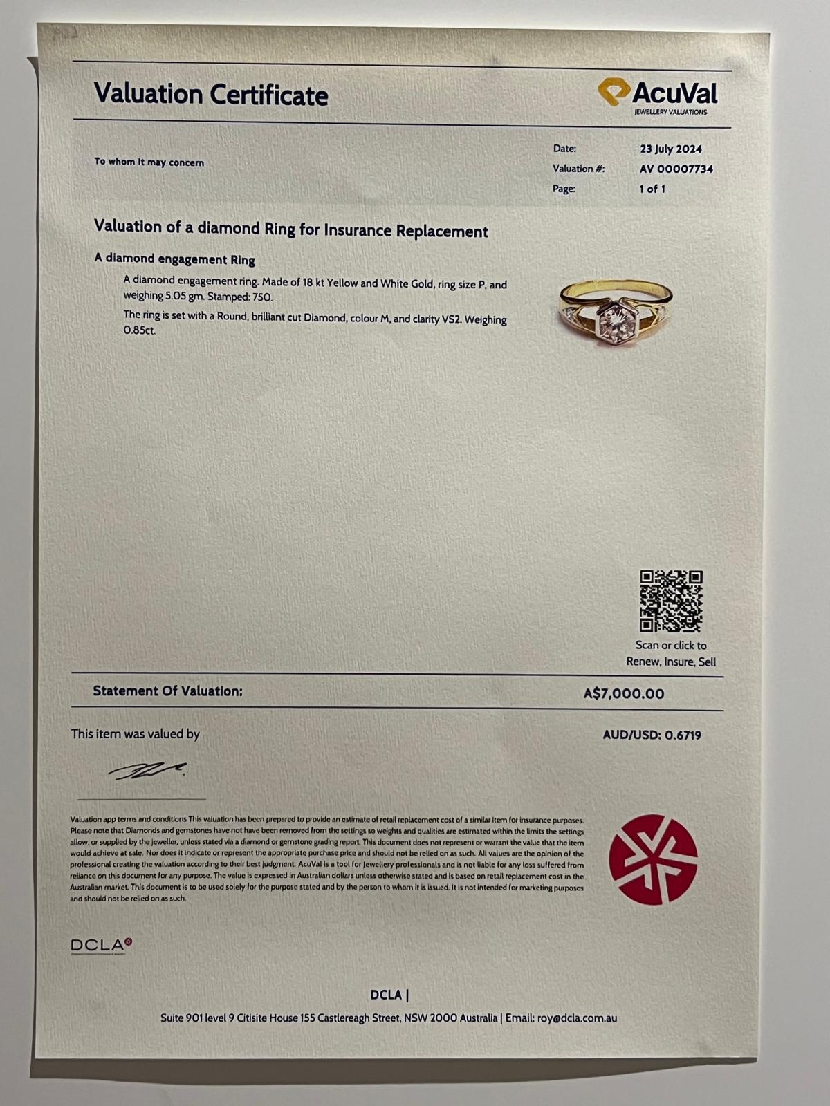 Bespoke 18ct Yellow Gold Diamond Engagement Ring 0.85ct For Sale 1