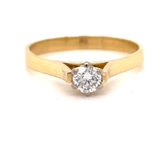 Bespoke 18 Carat Yellow Gold Diamond Ring 0.35 Carat