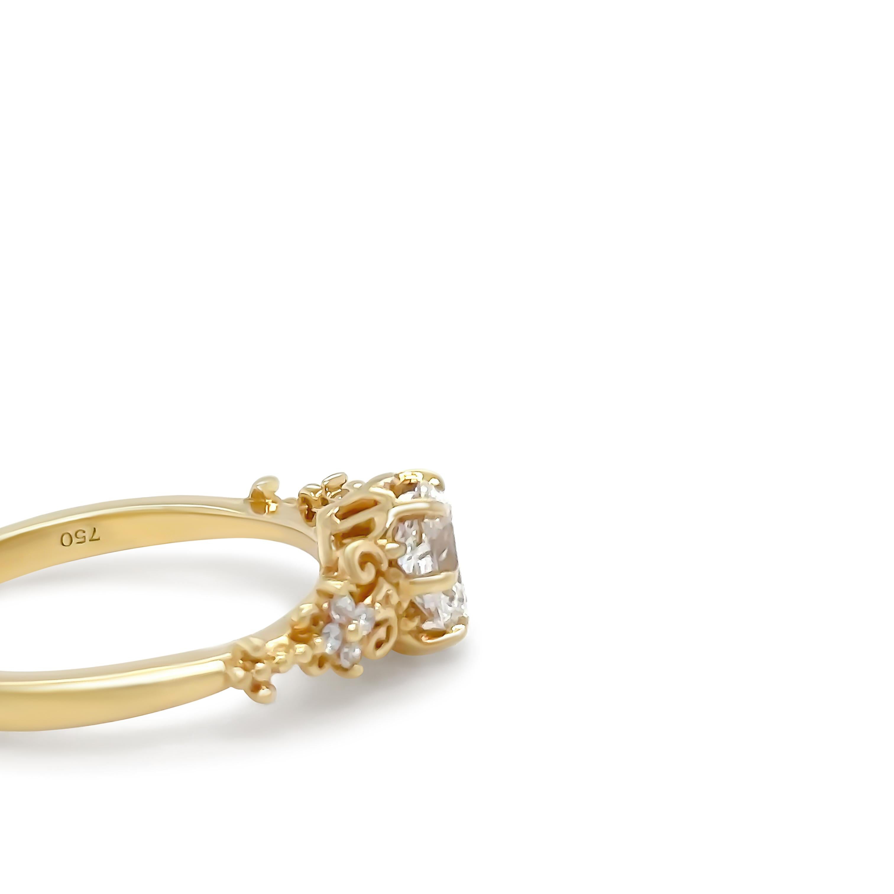 Bague sur mesure en or jaune 18 carats avec diamants 0,68 carat Excellent état - En vente à SYDNEY, NSW