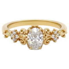 Bague sur mesure en or jaune 18 carats avec diamants 0,68 carat