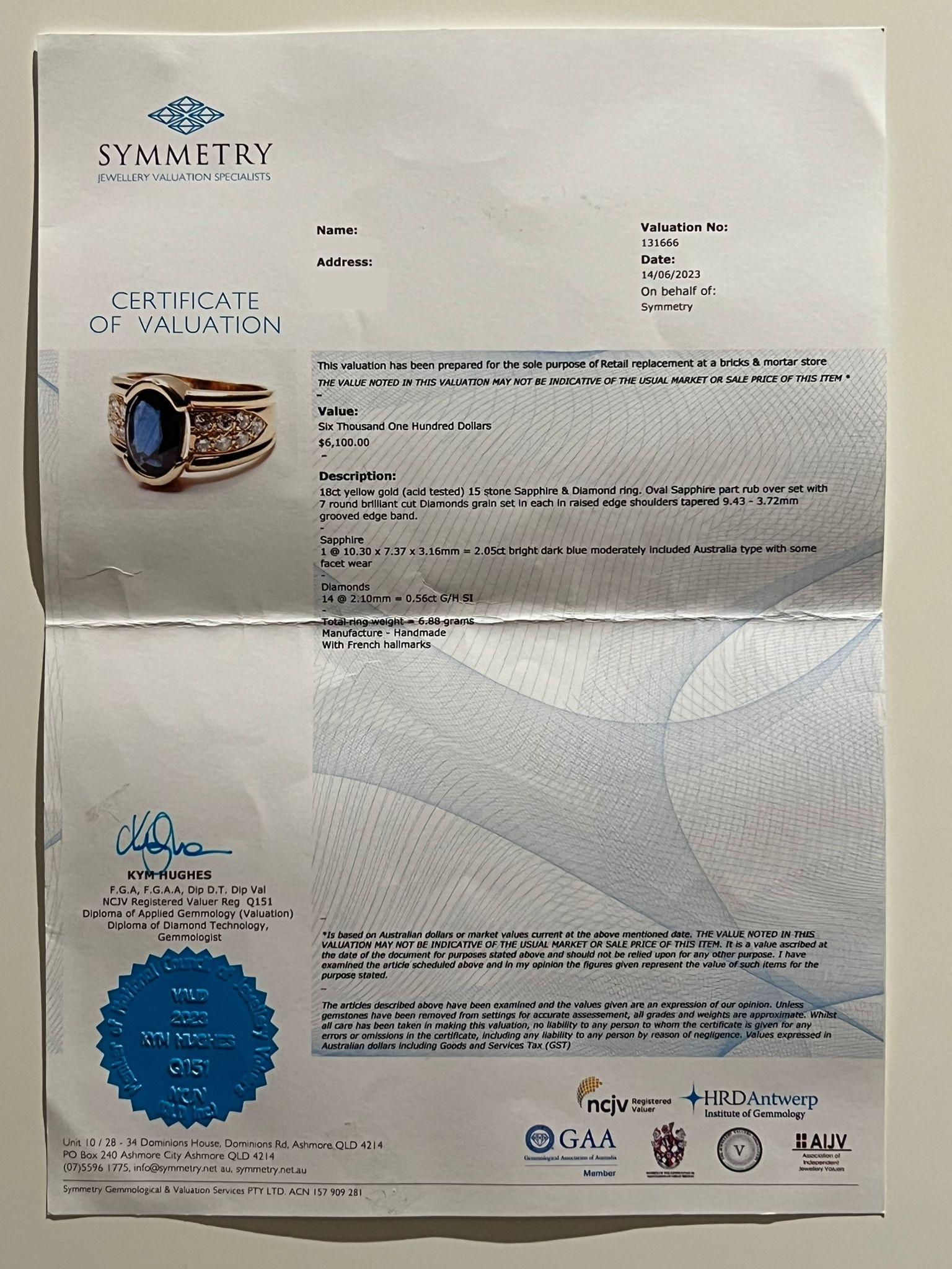 Bespoke 18ct Yellow Gold Sapphire & Diamond Ring 2.61ct For Sale 4