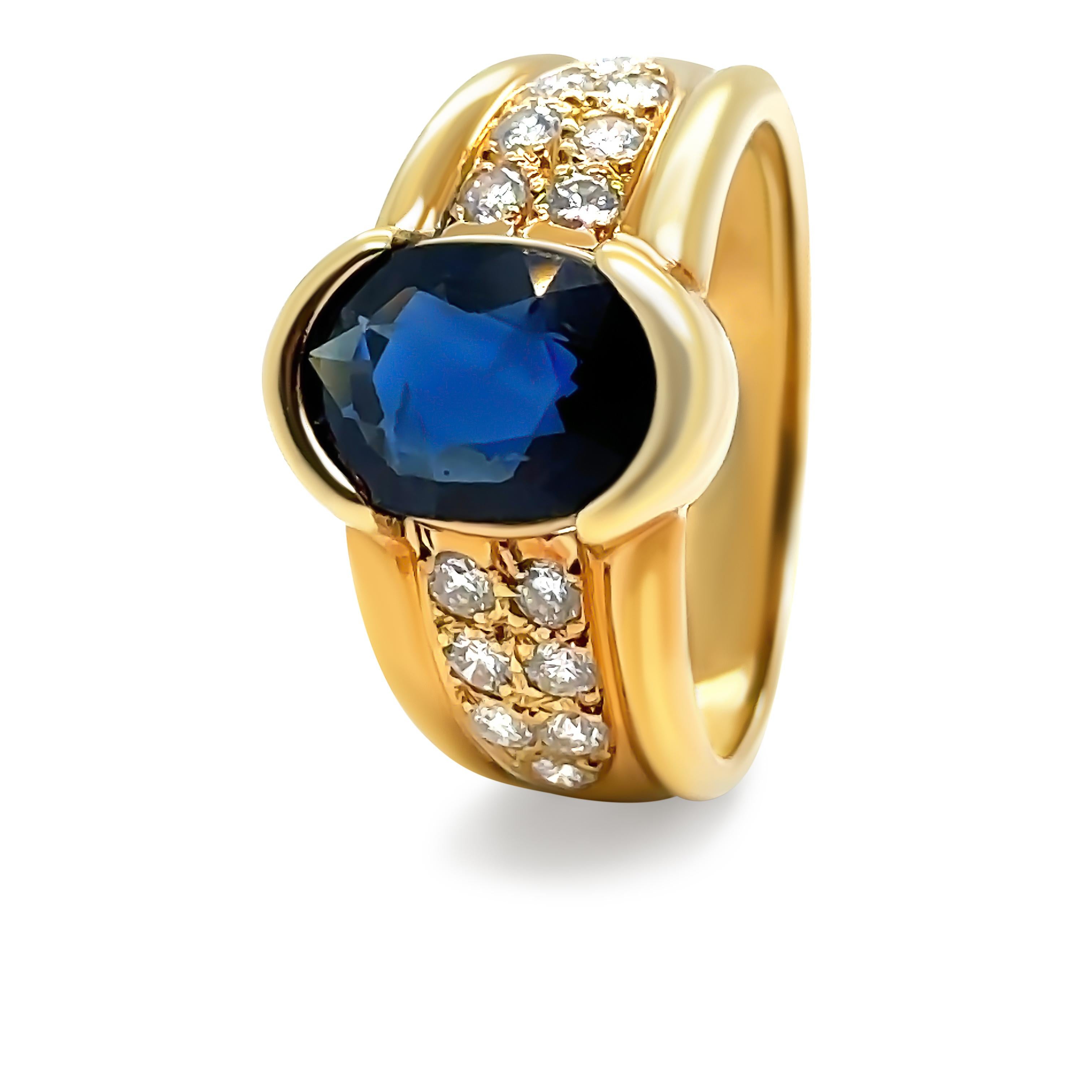 Women's Bespoke 18ct Yellow Gold Sapphire & Diamond Ring 2.61ct For Sale