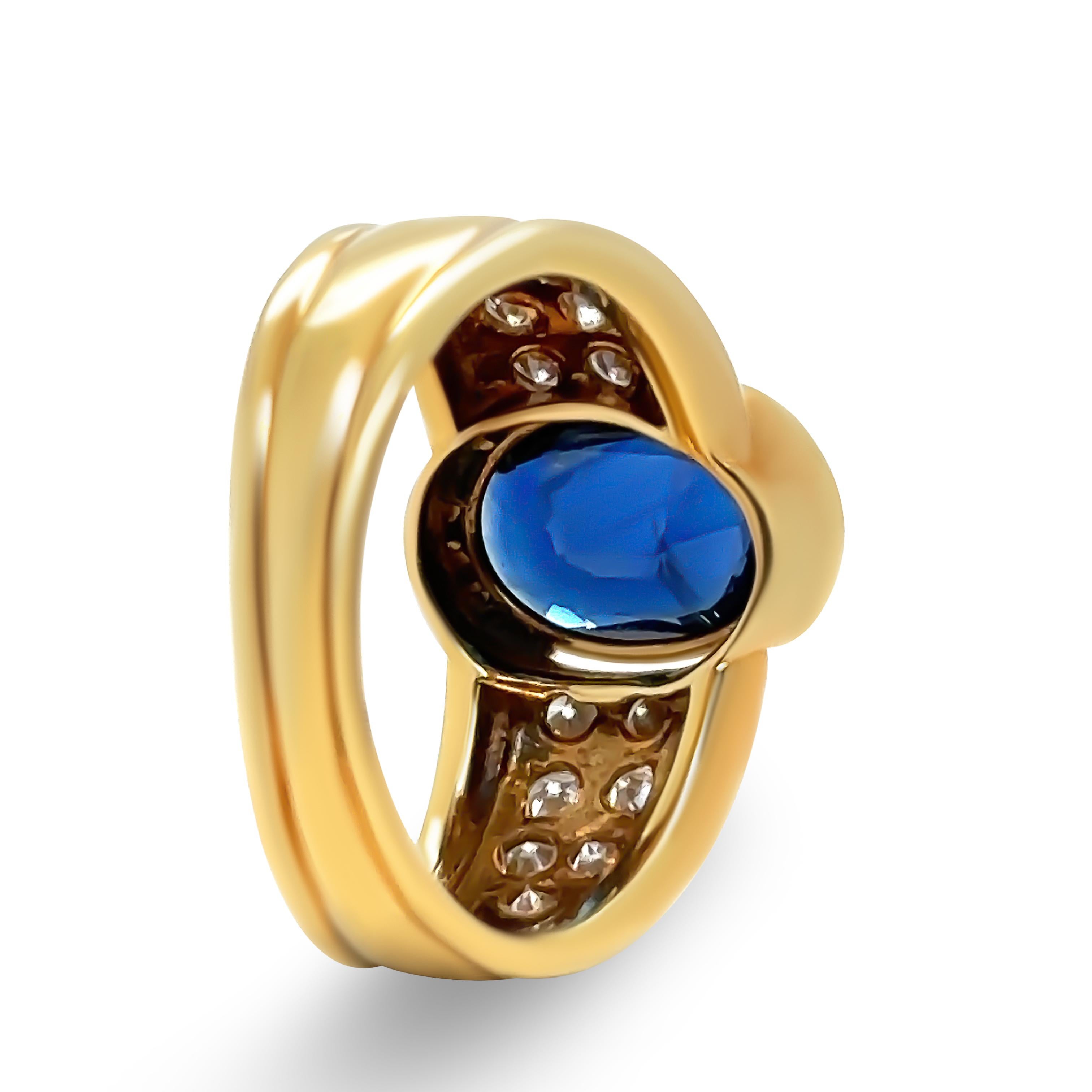 Bespoke 18ct Yellow Gold Sapphire & Diamond Ring 2.61ct For Sale 1