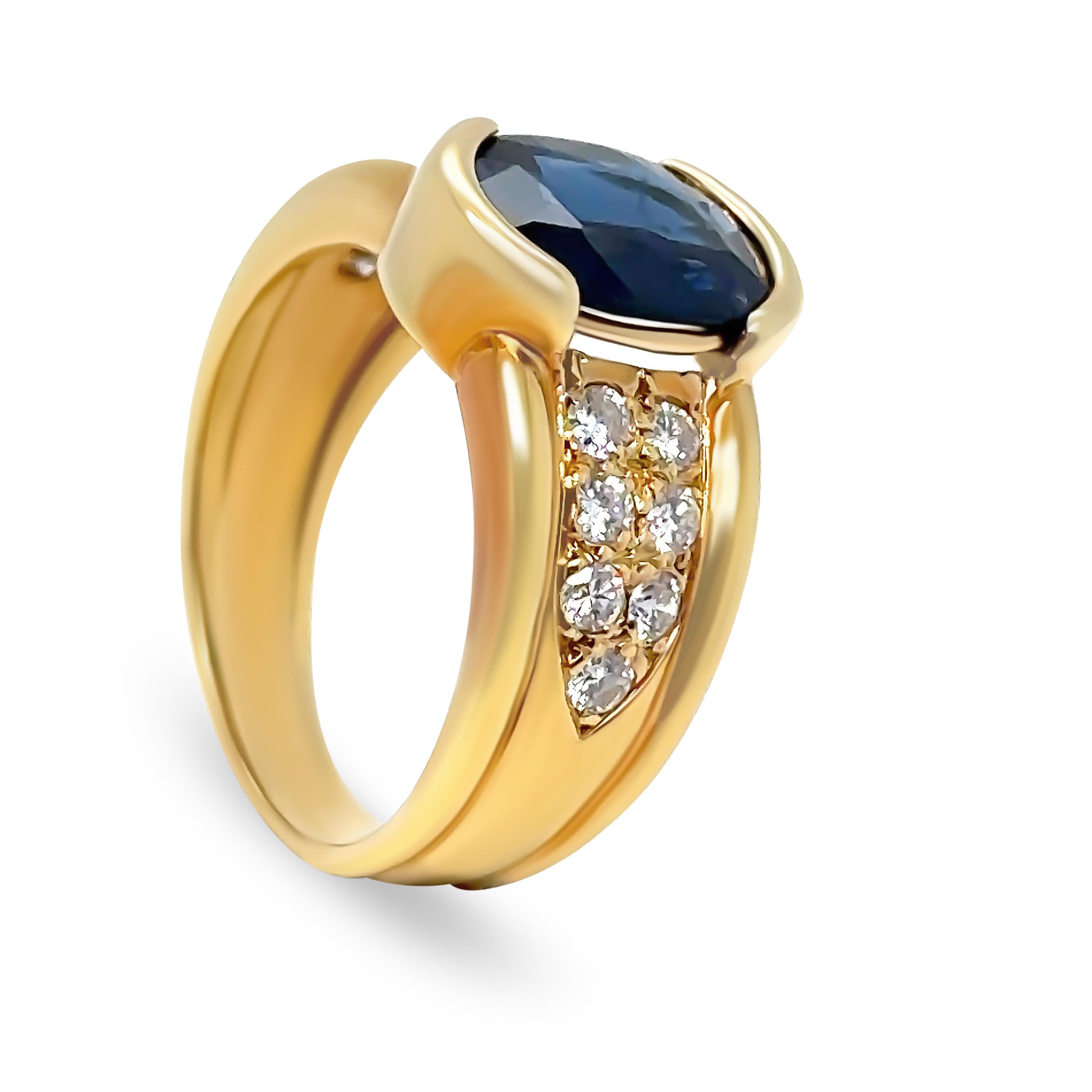 Bespoke 18ct Yellow Gold Sapphire & Diamond Ring 2.61ct For Sale 2