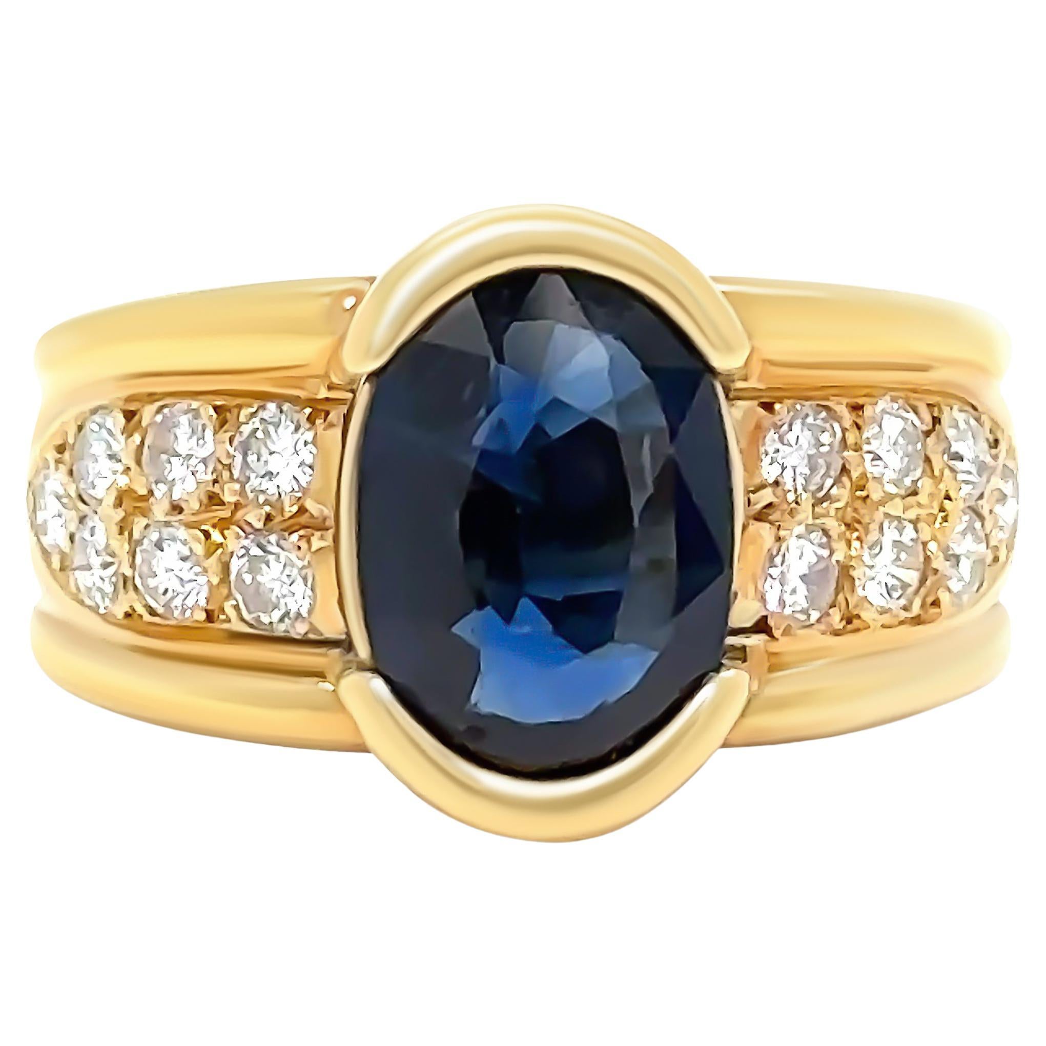 Bespoke 18ct Yellow Gold Sapphire & Diamond Ring 2.61ct
