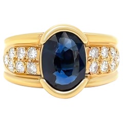 Ring nach Maß aus 18 Karat Gelbgold mit Saphiren und Diamanten 2,61 Karat