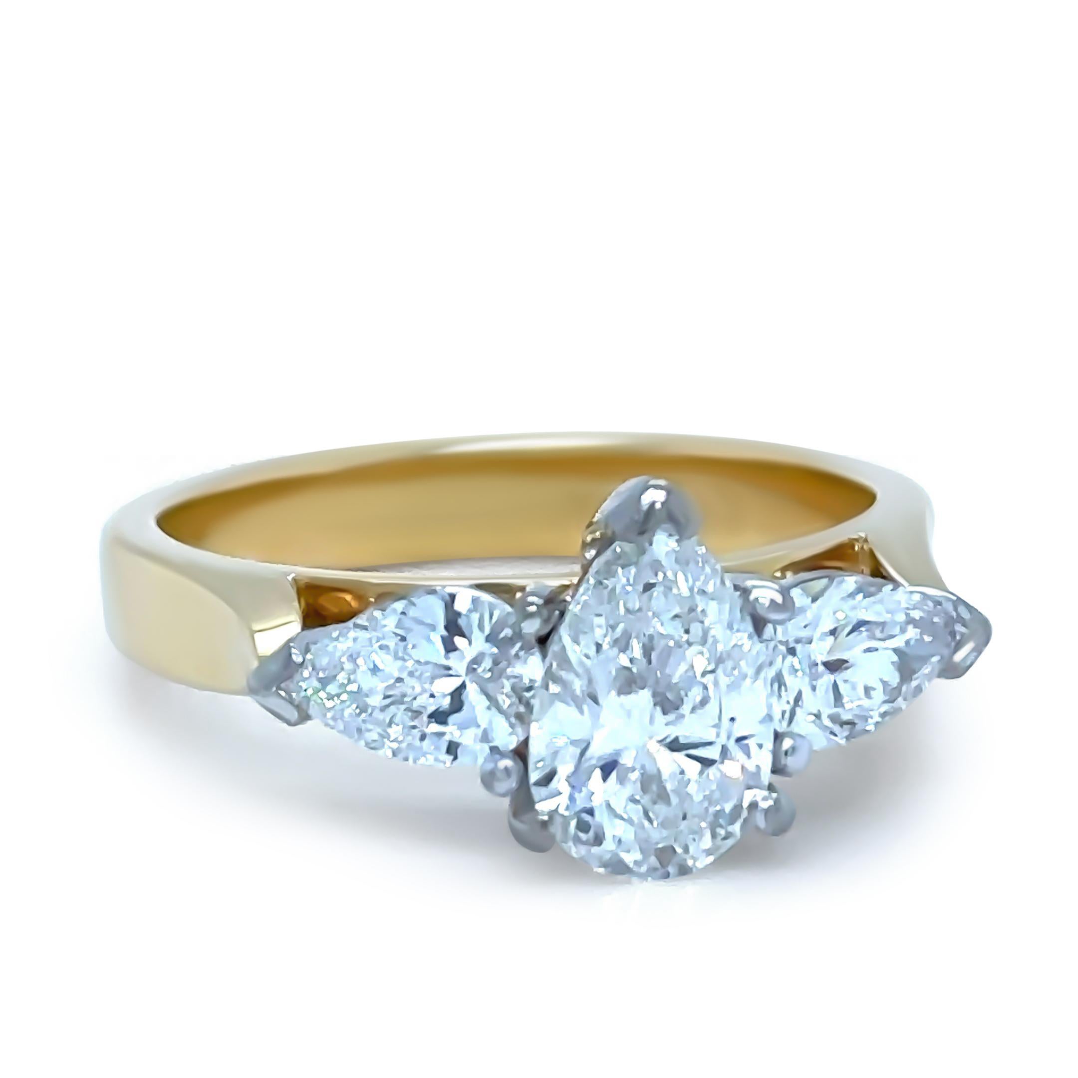 Bague de fiançailles sur mesure en or jaune et blanc 18 carats avec diamant DCLA 1,64 carat Pour femmes en vente
