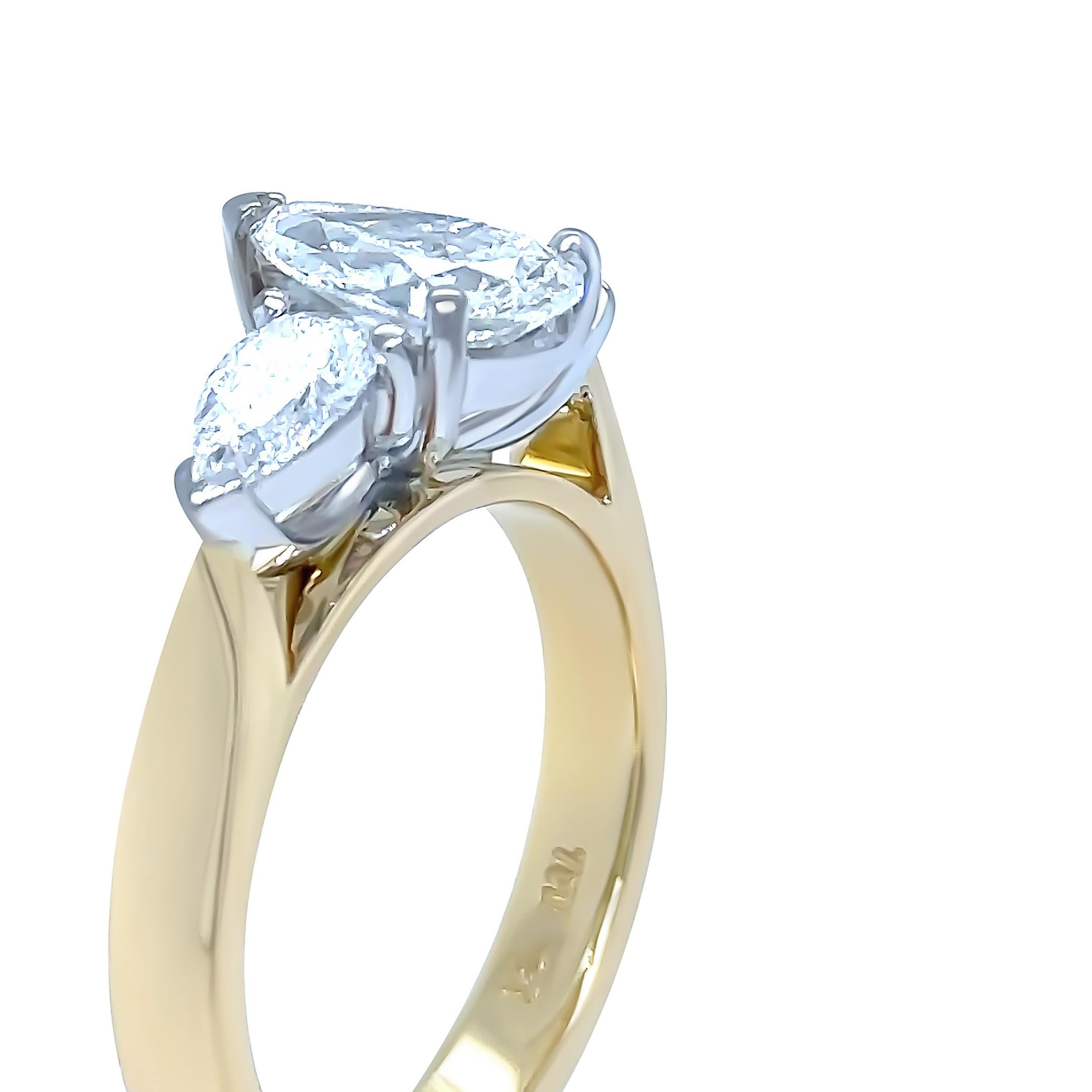 Bague de fiançailles sur mesure en or jaune et blanc 18 carats avec diamant DCLA 1,64 carat en vente 2