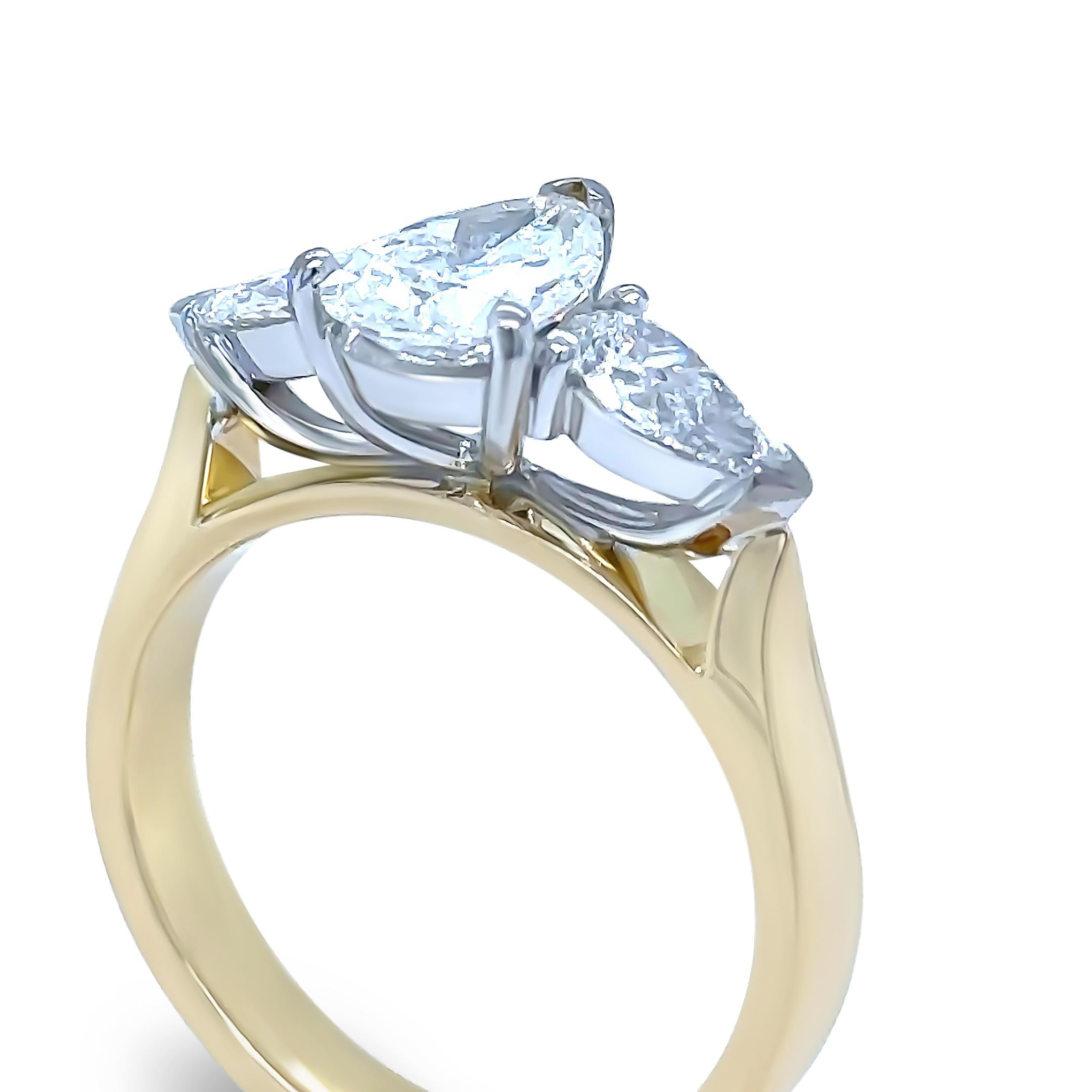 Bague de fiançailles sur mesure en or jaune et blanc 18 carats avec diamant DCLA 1,64 carat en vente 3