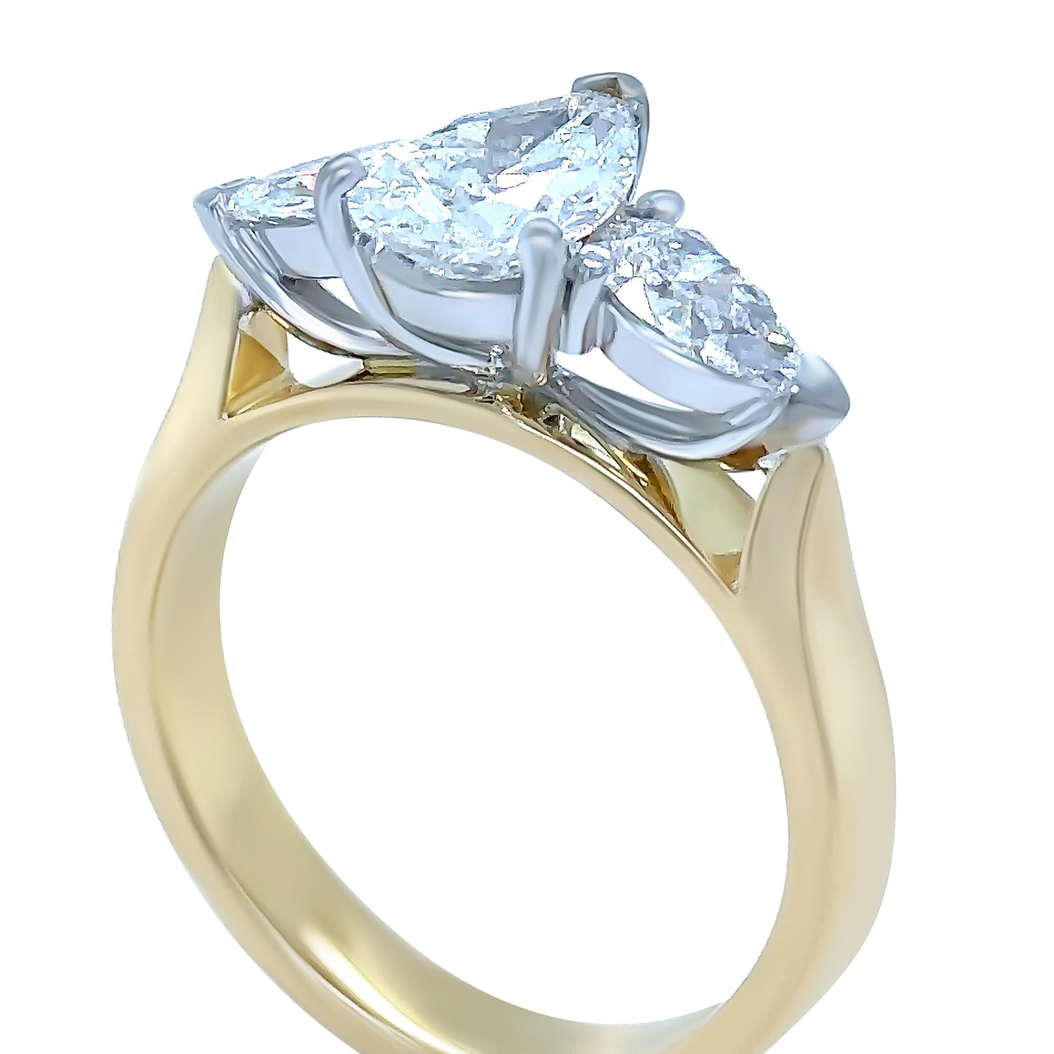 Bague de fiançailles sur mesure en or jaune et blanc 18 carats avec diamant DCLA 1,64 carat en vente 4