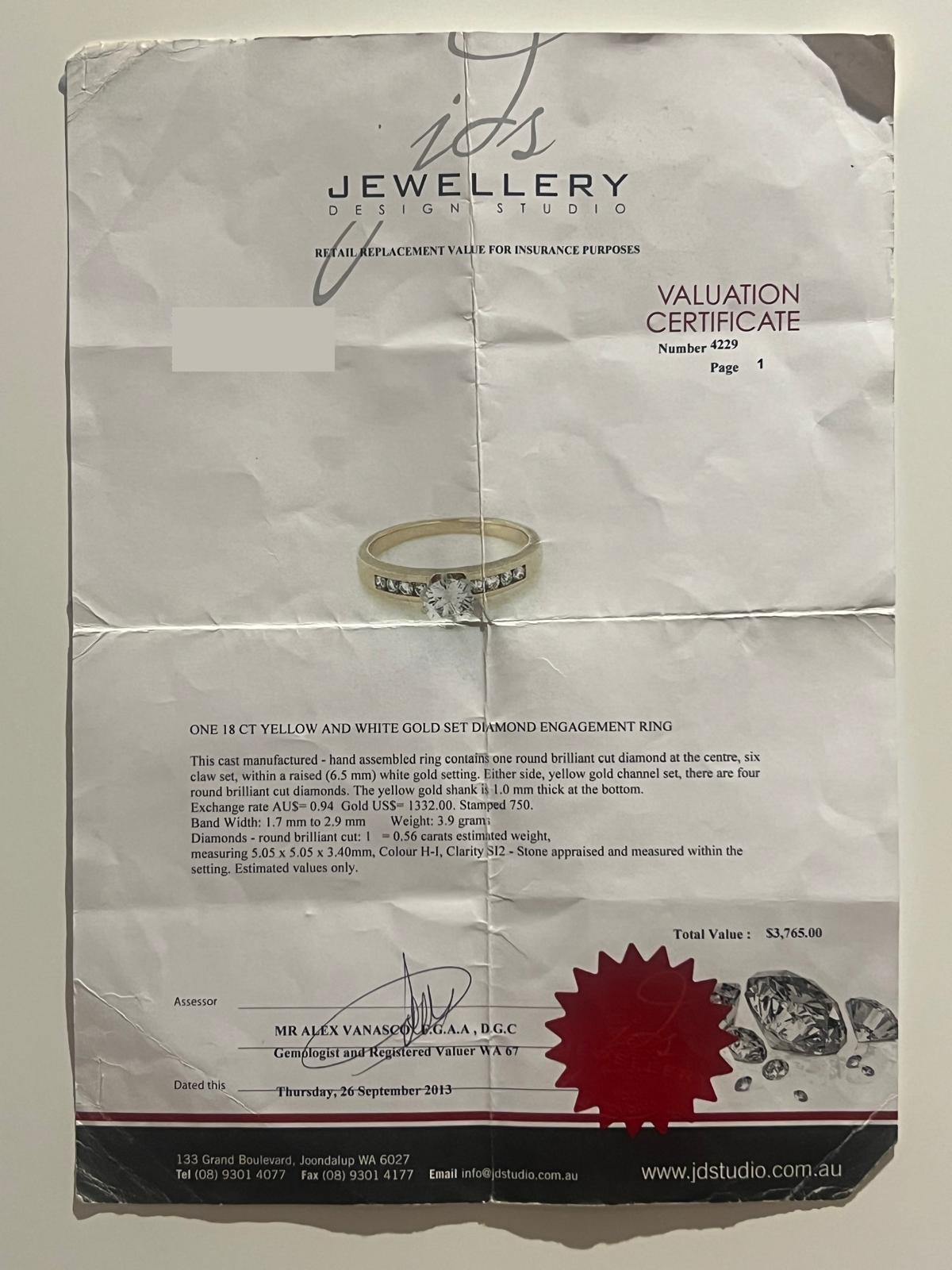 Bague de fiançailles sur mesure en or jaune et blanc 18 carats avec diamants 0,56 carat en vente 3