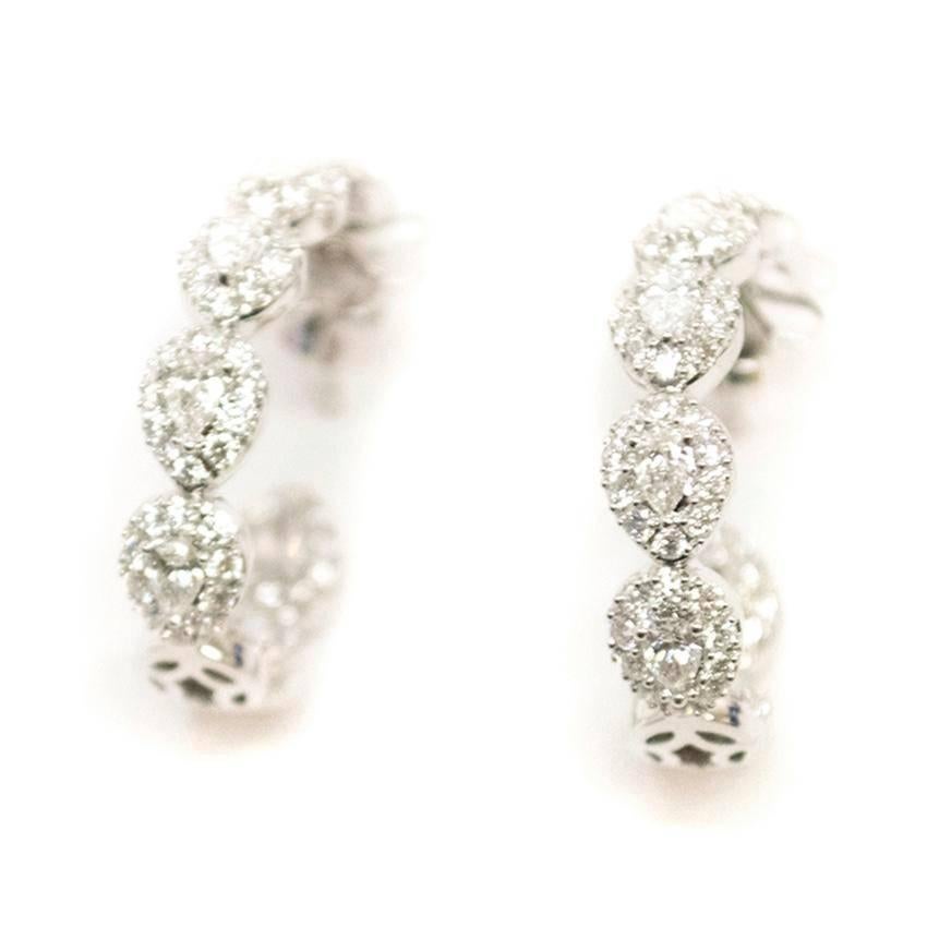 Bespoke 18 Karat White Gold Diamond Hoop Earrings In New Condition In London, GB