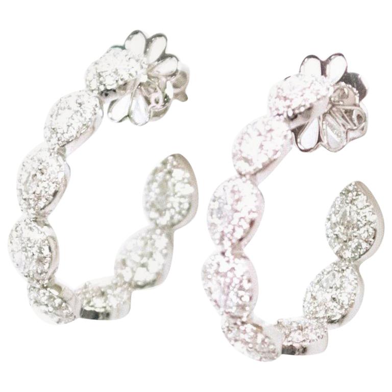 Bespoke 18 Karat White Gold Diamond Hoop Earrings