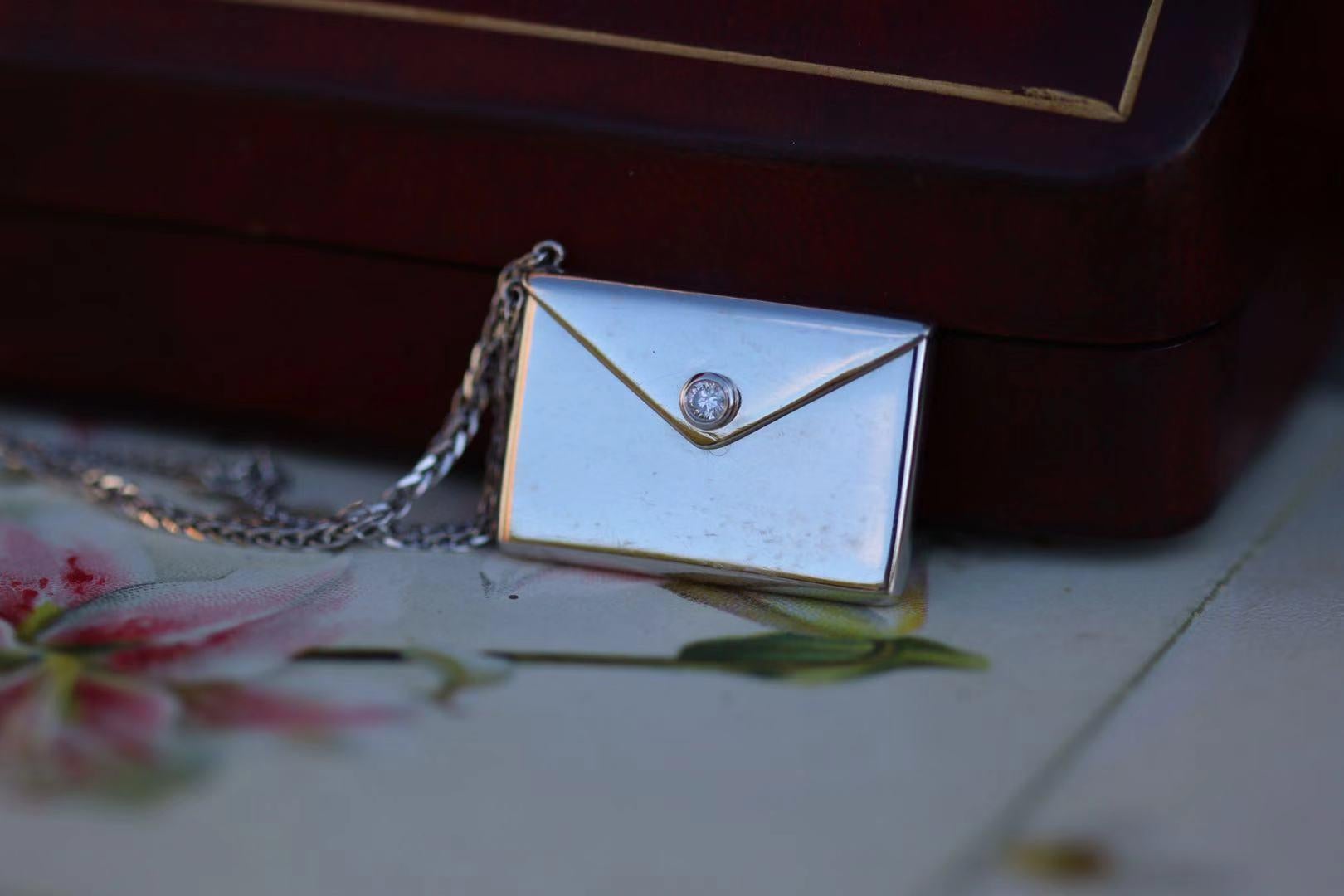 Bespoke 18K White Gold Large Love Letter Pendant Necklace 1