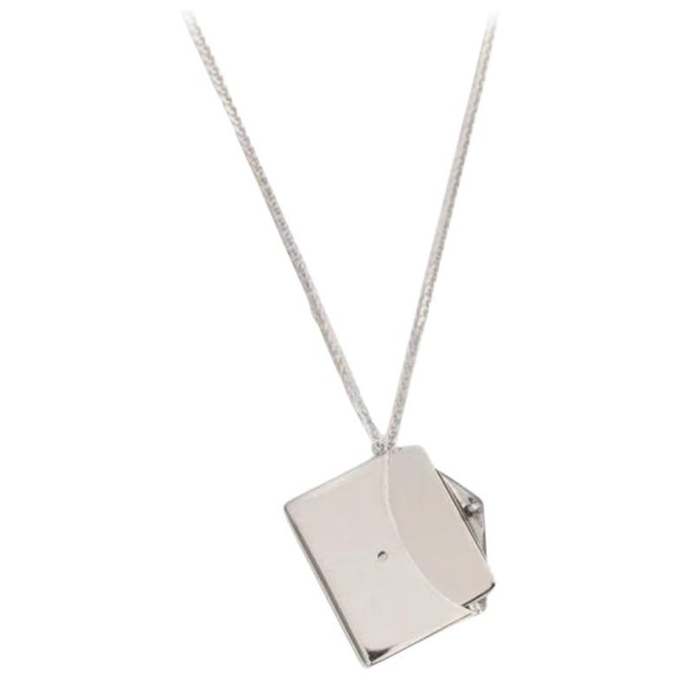Bespoke 18k White Gold Small Love Letter Pendant Necklace