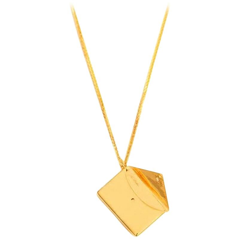 Bespoke 18K Yellow Gold Small Love Letter Pendant Necklace