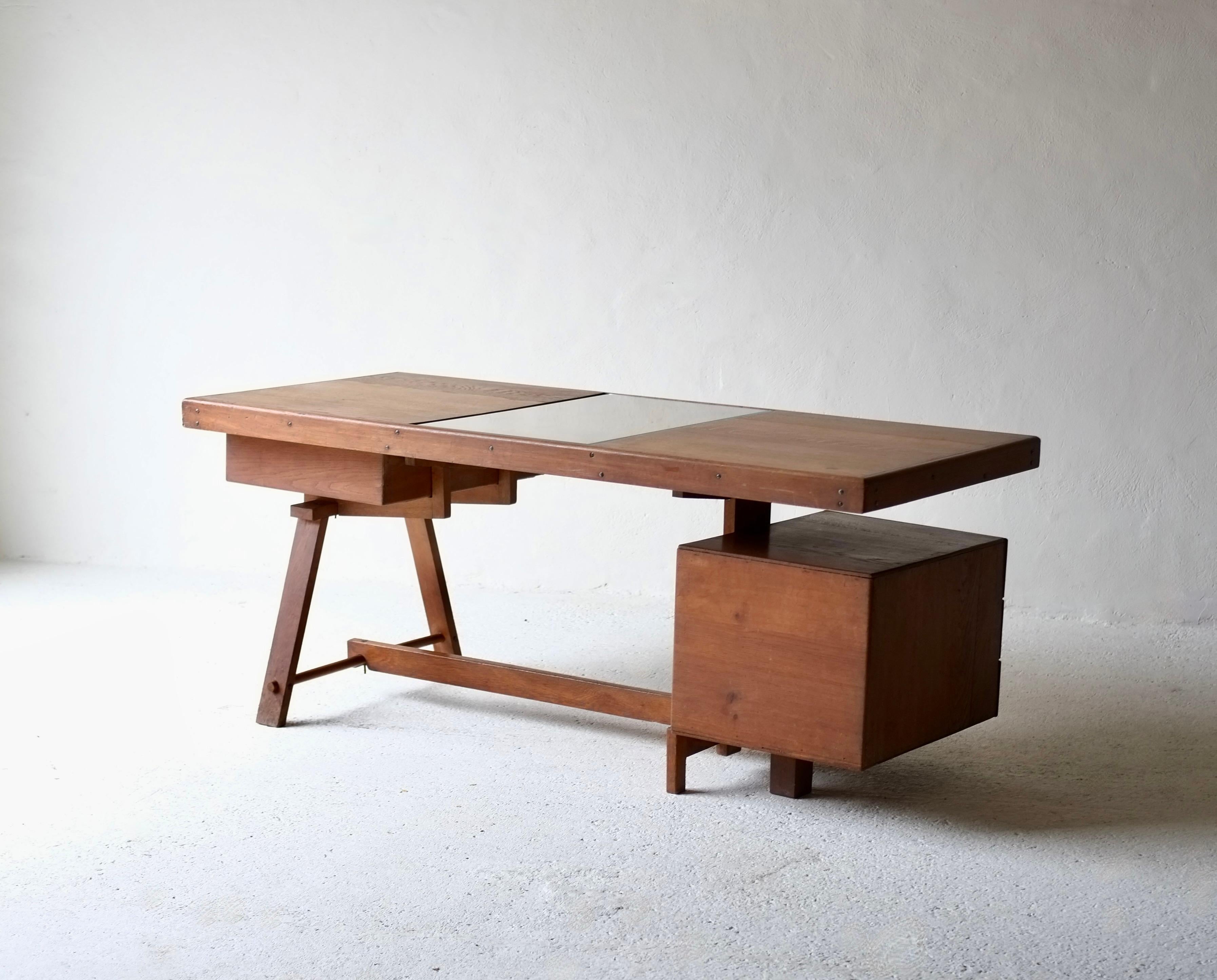 Glass Bespoke 1950's French Desk For Sale