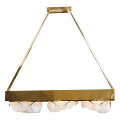 Bespoke 1970s French Brass and Rock Crystal Chandelier