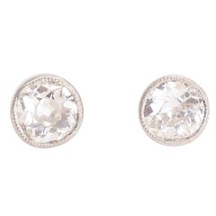 Bespoke 2 Carat Cushion Cut Diamond Stud Earrings