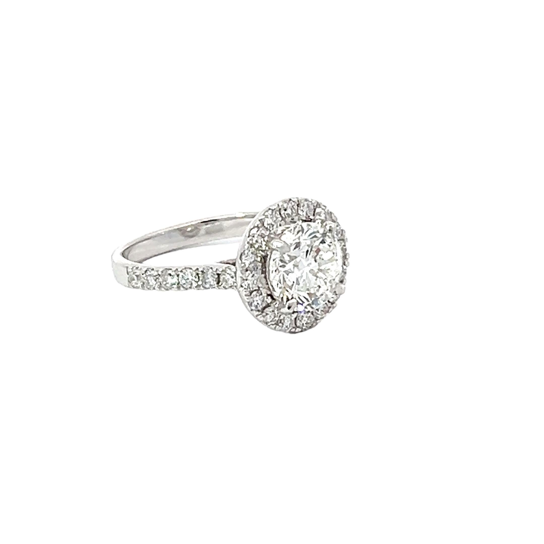 Bespoke 2 Carat Round Diamond GIA Certificate 18 Karat Gold Halo Engagement Ring For Sale 6