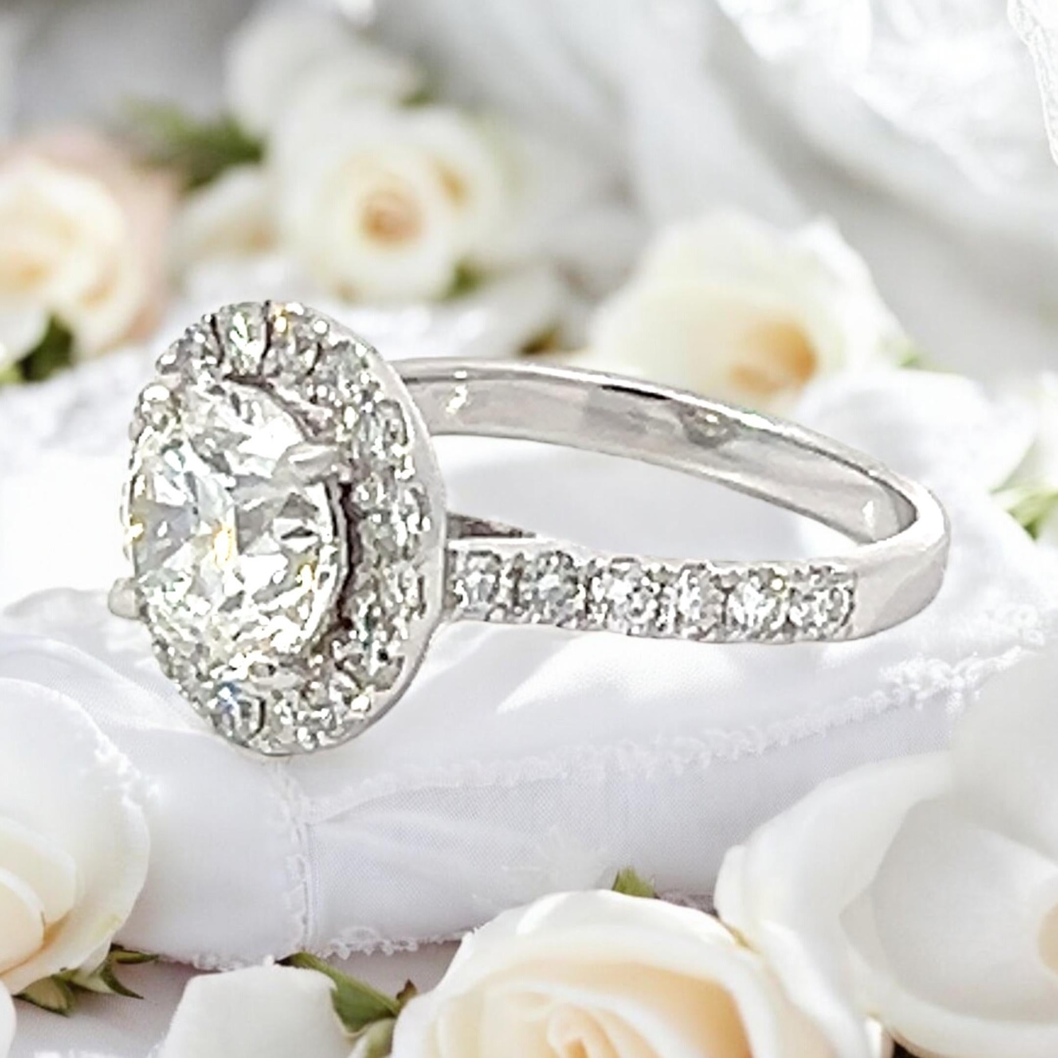 Bespoke 2 Carat Round Diamond GIA Certificate 18 Karat Gold Halo Engagement Ring For Sale 10