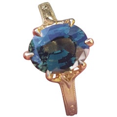 Bespoke 2.12 Carat Green Sapphire Engagement Ring