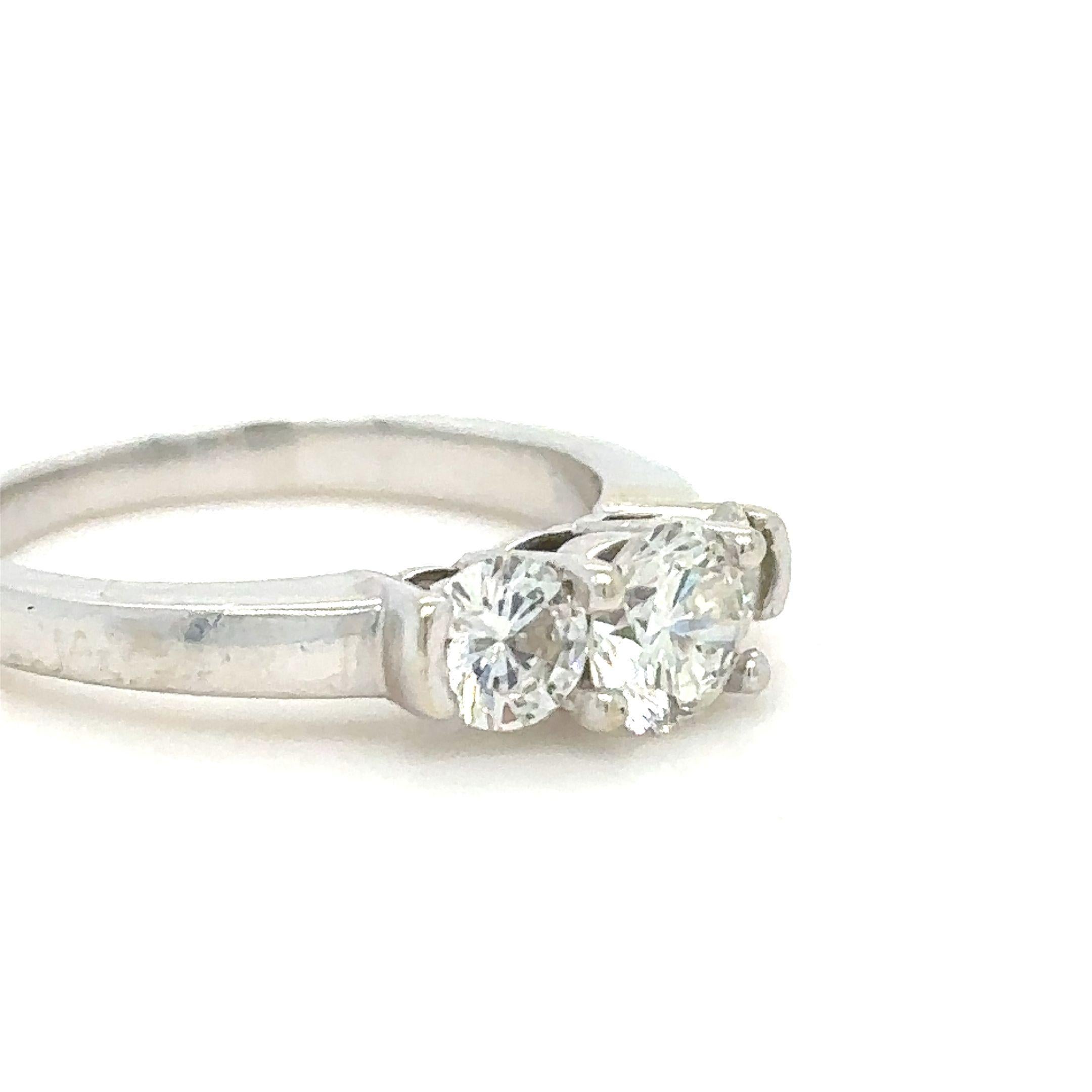 Round Cut Bespoke 3 Diamond Engagement Ring 1.61ct For Sale