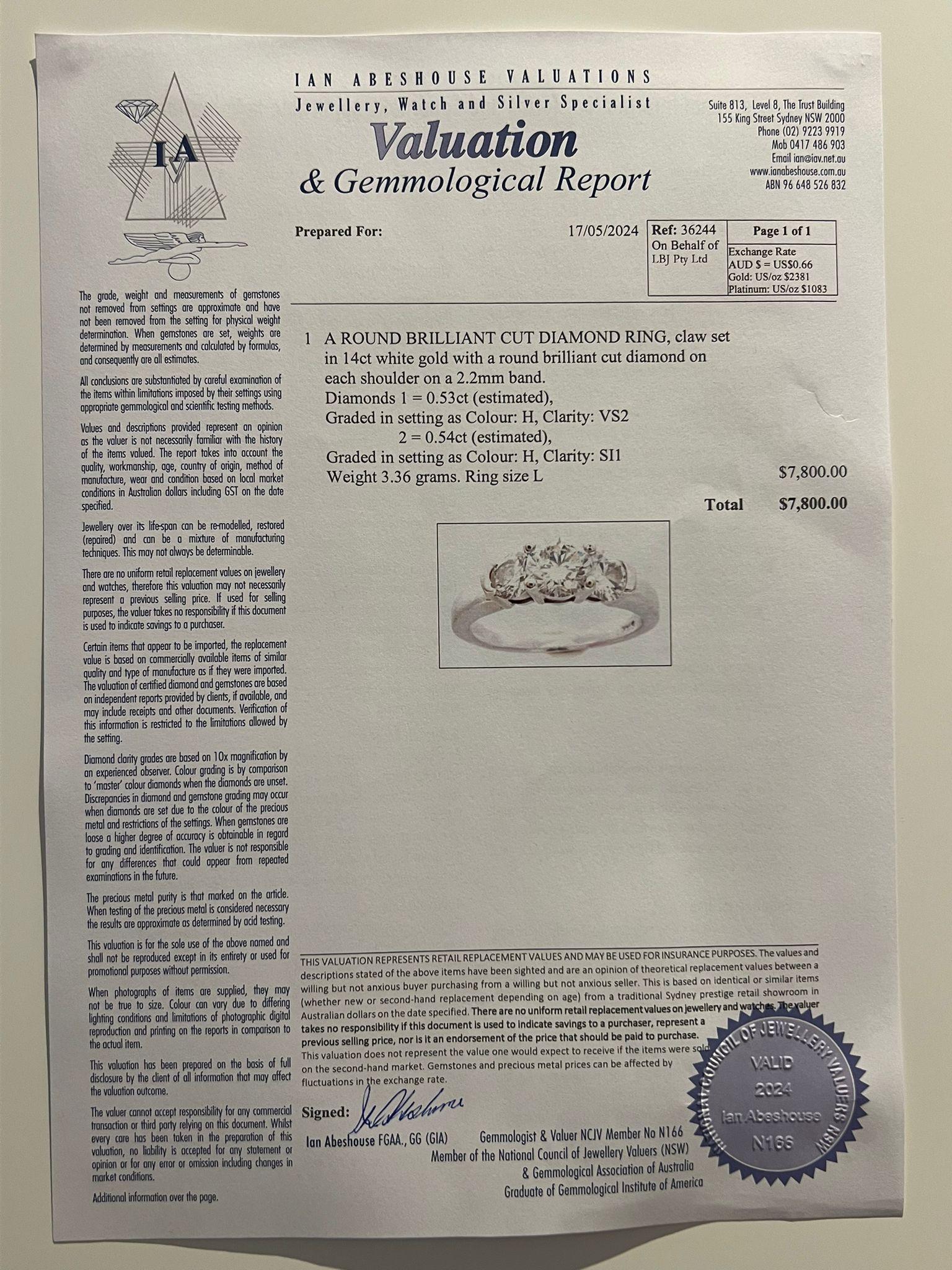 Women's Bespoke 3 Diamond Engagement Ring 1.61ct For Sale