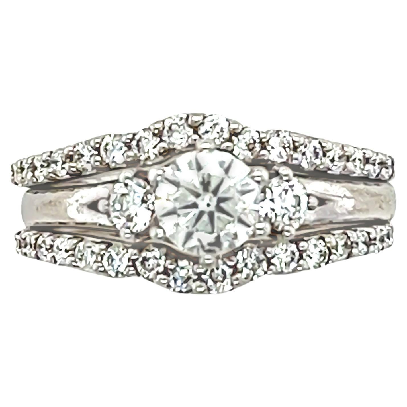 Bespoke 3 Piece Diamond Bridal Ring Set 0.99ct For Sale