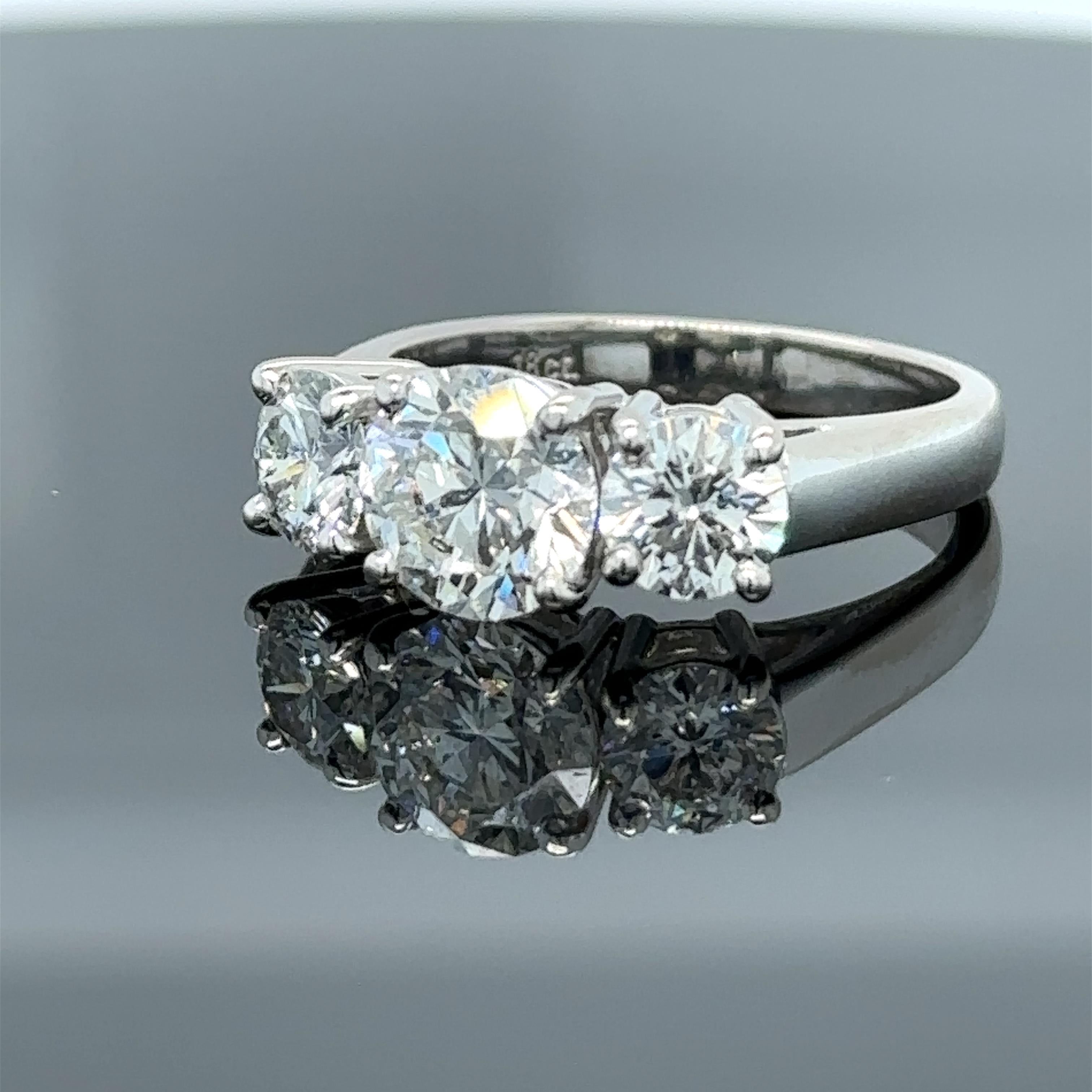 Brilliant Cut Bespoke 3 Stone Diamond Engagement Ring 1.51ct