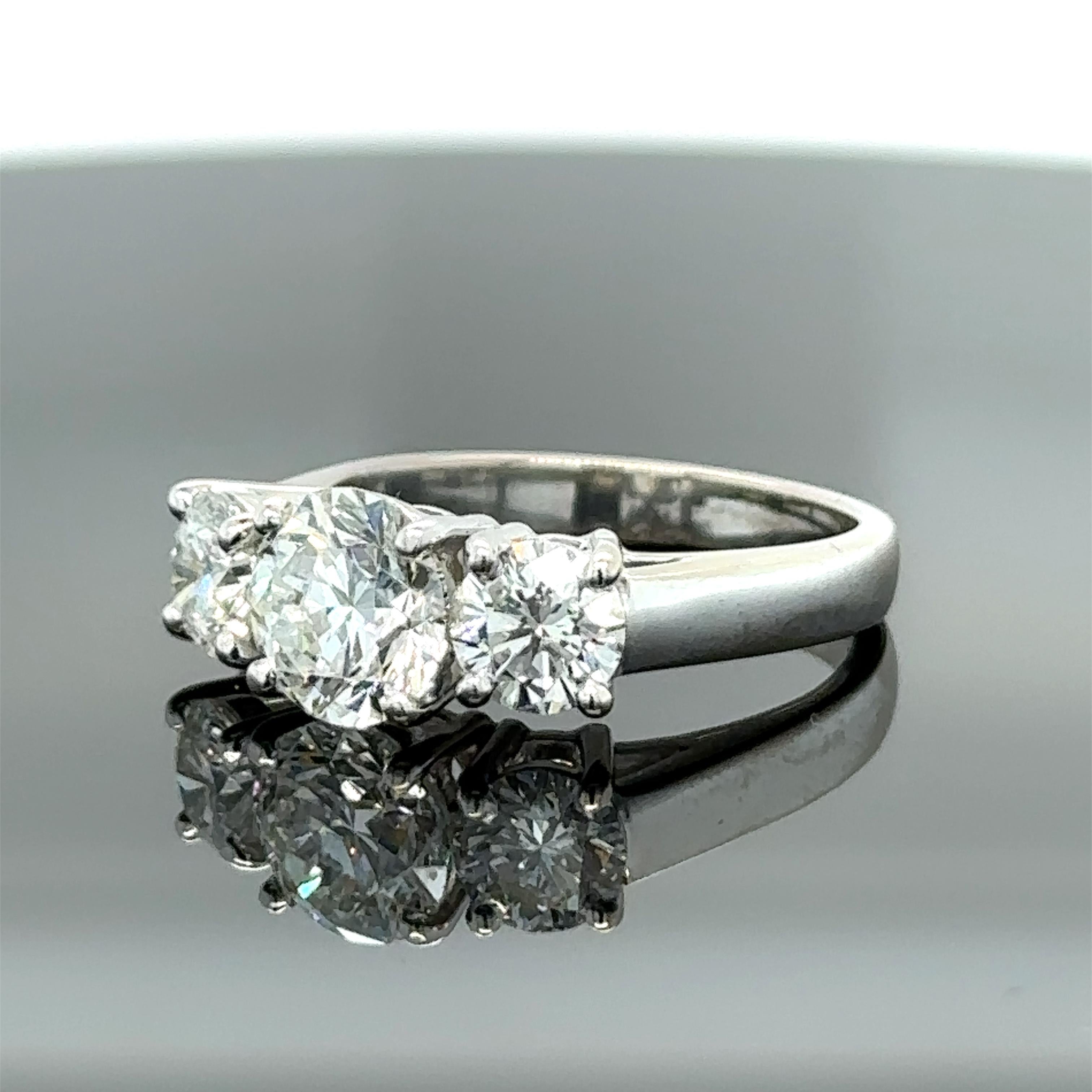 Bespoke 3 Stone Diamond Engagement Ring 1.51ct For Sale 1