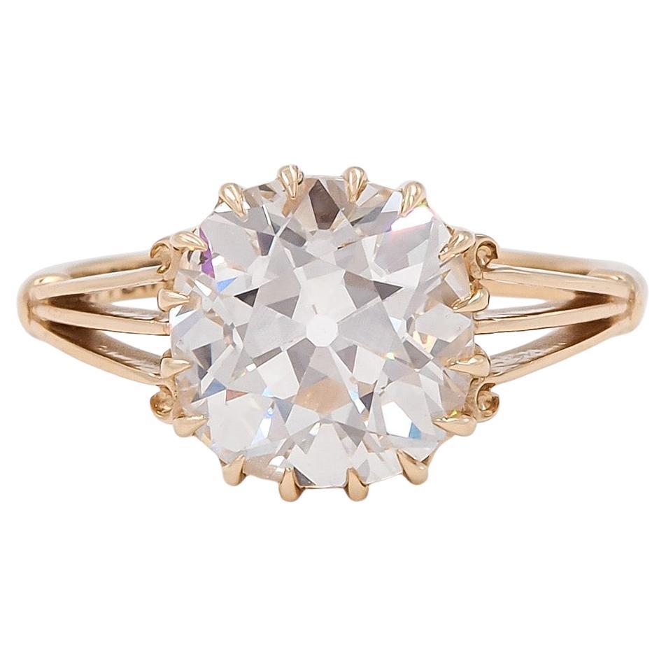 Sur mesure 3.51 Ct. GIA Bague de fiançailles solitaire en diamant taillé dans une ancienne mine