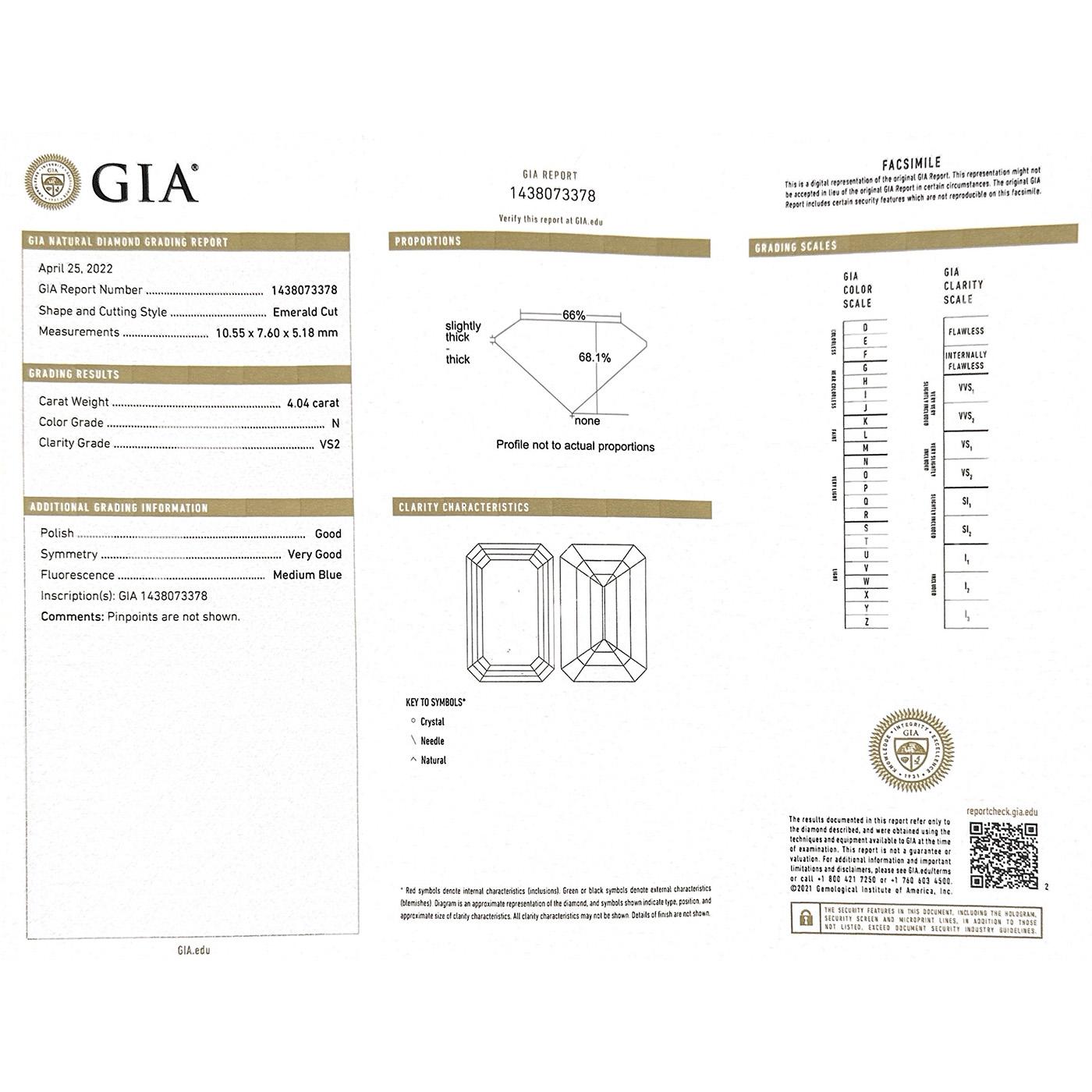 Bespoke 4.04 Carat GIA Certified Emerald Cut Diamond Engagement Ring 1