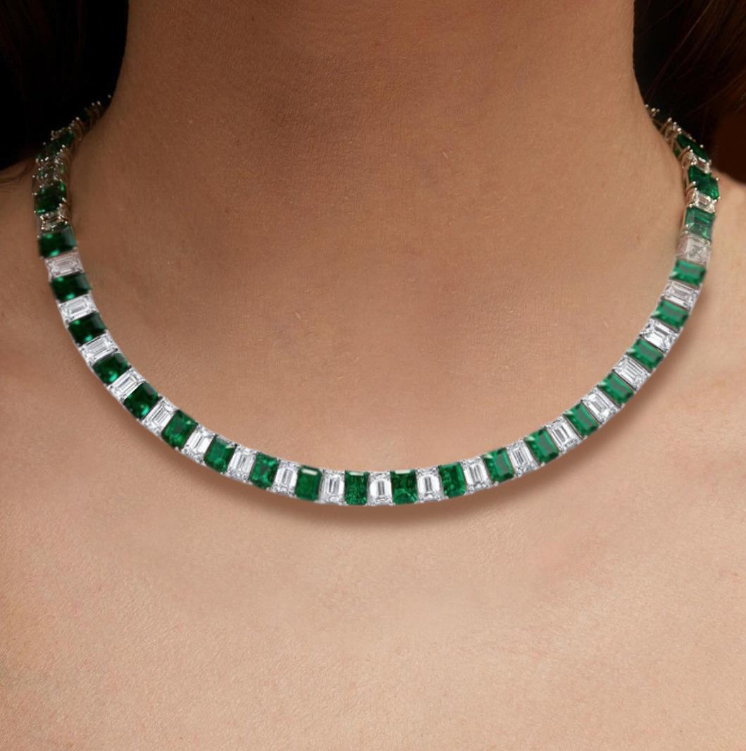 Bespoke Colombian Emerald and Diamond Necklace 

Elevate your jewelry collection with a masterpiece that embodies luxury and sophistication. Presenting our exquisite Bespoke Colombian Emerald and Emerald Cut Diamond Necklace, a timeless piece that