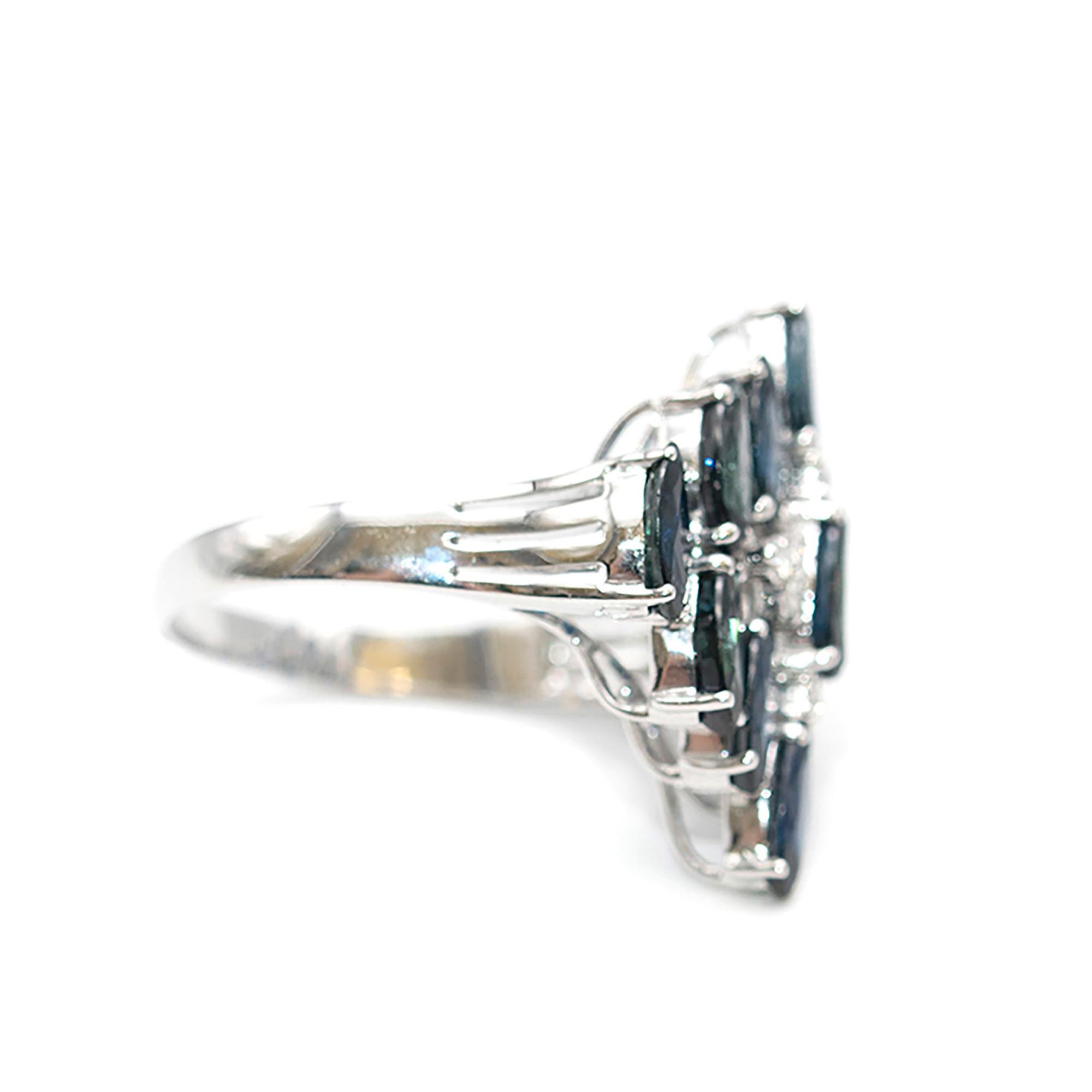 Women's or Men's Bespoke 7.75 Carat Sapphire and 0.10 Carat Diamond White Gold Ring