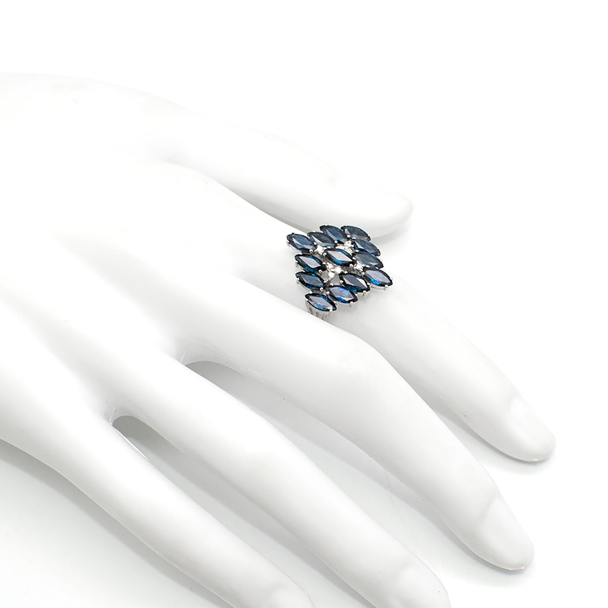 Bespoke 7.75 Carat Sapphire and 0.10 Carat Diamond White Gold Ring 2