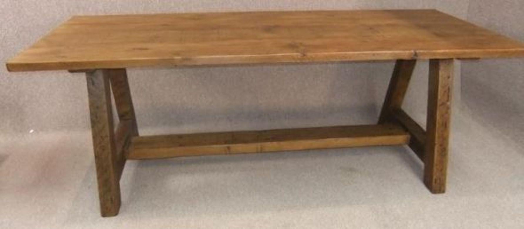 Bespoke A-Frame Distressed Pine Table, 20th Century For Sale 7