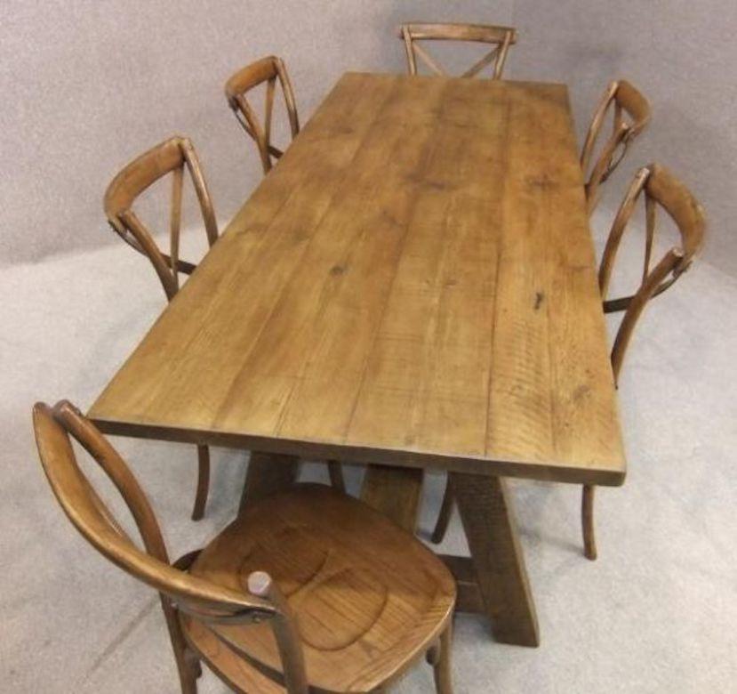 Bespoke A-Frame Distressed Pine Table, 20th Century For Sale 10