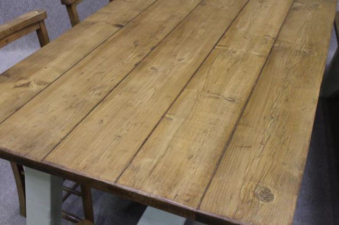 Bespoke A-Frame Distressed Pine Table, 20th Century For Sale 12