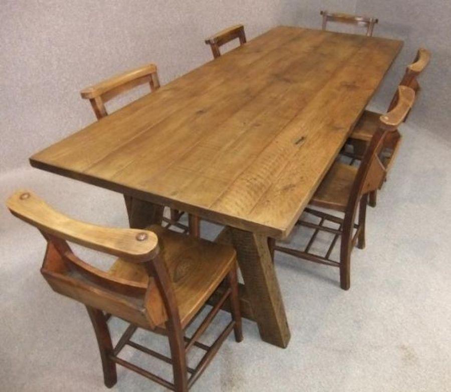 Bespoke A-Frame Distressed Pine Table, 20th Century For Sale 4