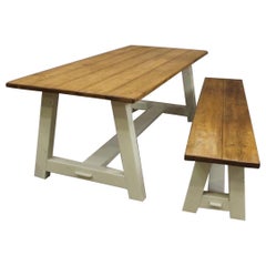 Bespoke A-Frame Distressed Pine Table, 20th Century