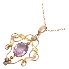 Bespoke Antique Amethyst & Pearl Necklace Necklace 