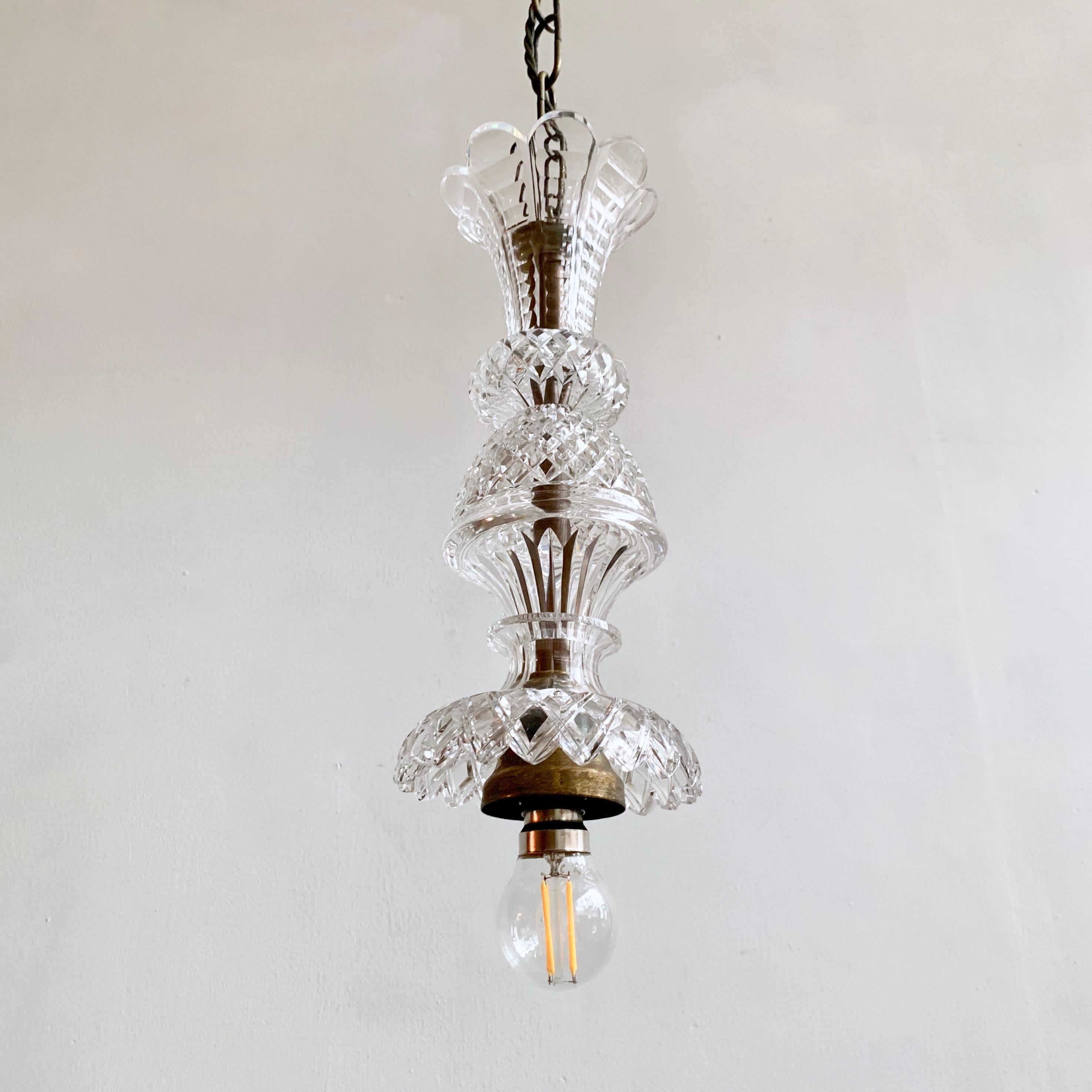 Bespoke Antique English Crystal Pendant In Good Condition In Stockport, GB