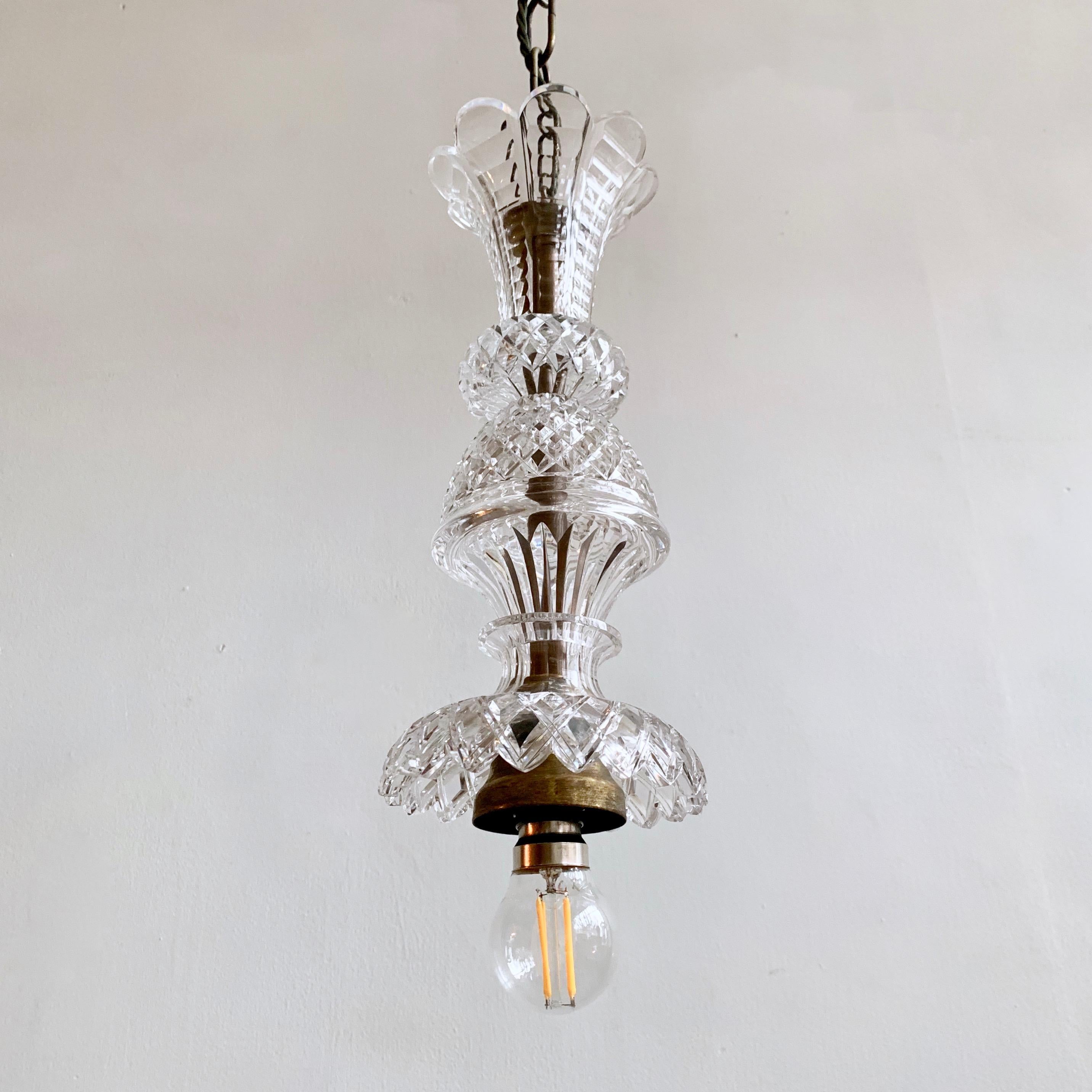 20th Century Bespoke Antique English Crystal Pendant