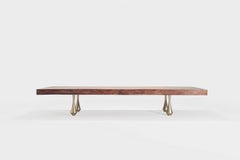 Bespoke Antique Single Slab Coffee Table, Sand Cast Brass Base by P. Tendercool