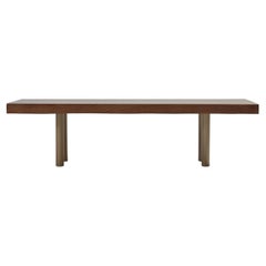 Bespoke Antique Single Slab Low Table, Sand Cast Brass Base by P. Tendercool