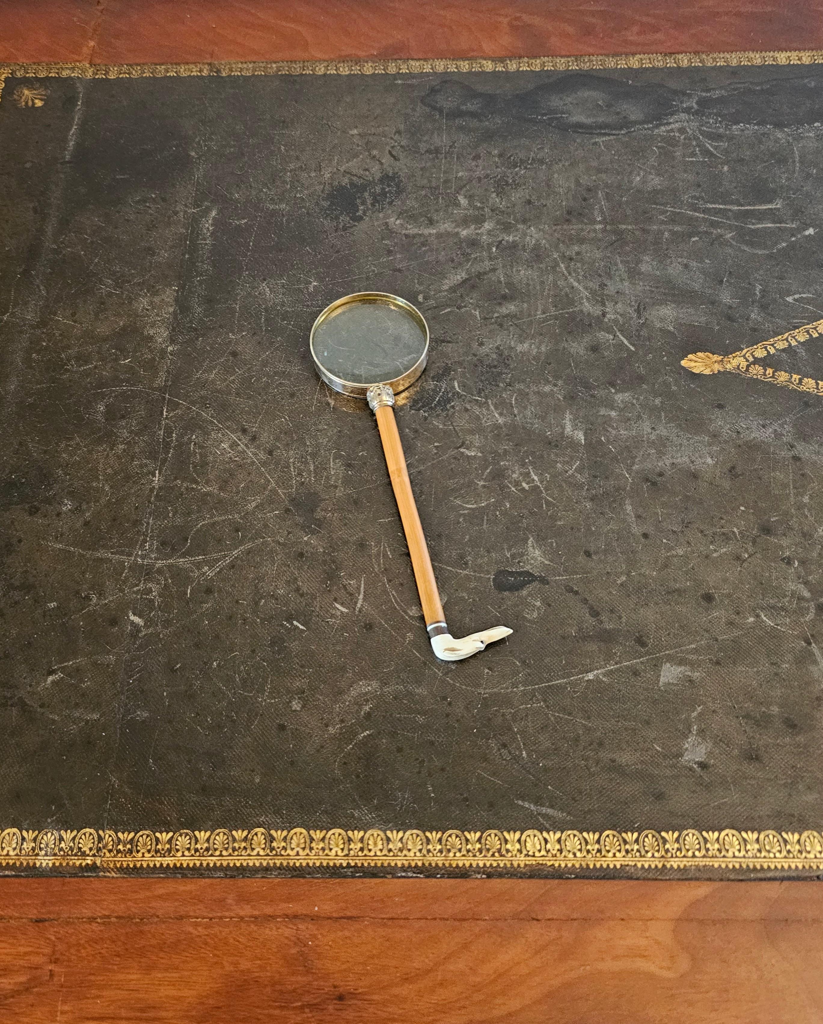 Lupa antigua victoriana tallada en marfil con cabeza de perro Objeto de Vertu Inglés en venta