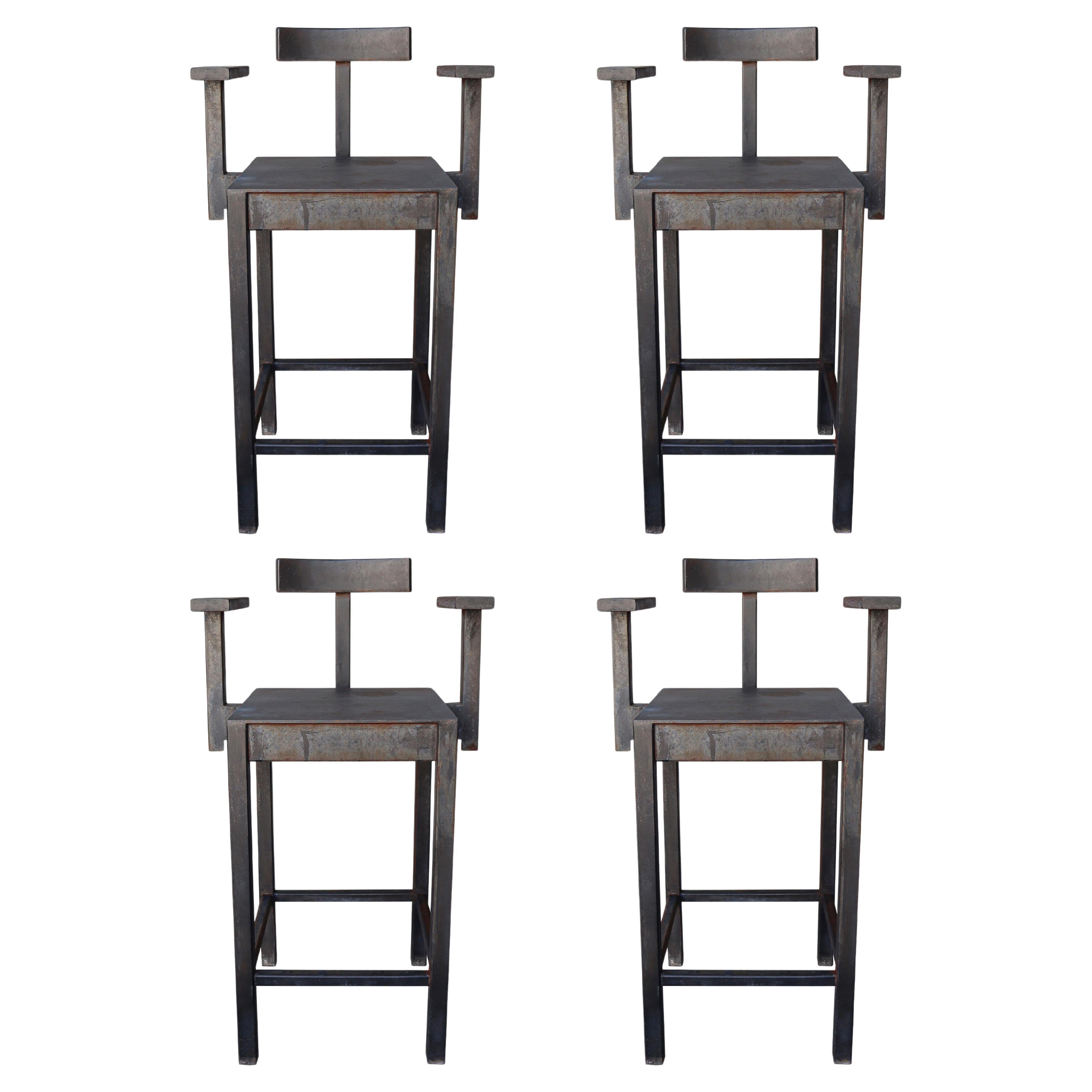Bespoke Architectural Industrial Steel Barstools - Set of 4 im Angebot